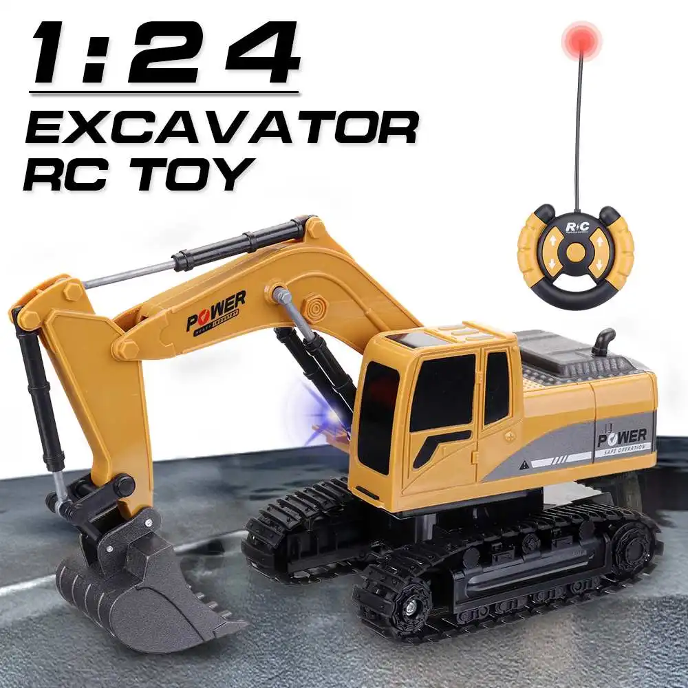 Новое поступление 1:24 5CH беспроводной управляемый Rc автомобиль литой инженерный экскаватор грузовик с красочными огнями музыкальный подарок для детей