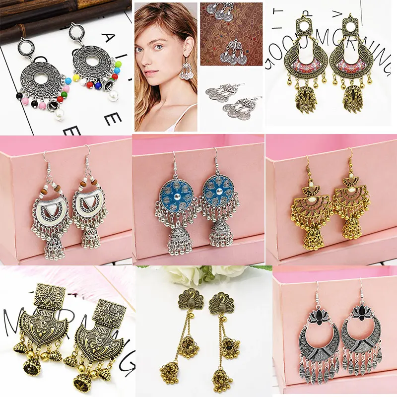 Египетский винтажный из серебряного сплава Jhumka колокольчики бусины кисточка