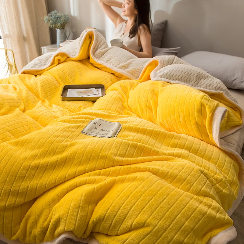 Коралловое Флисовое одеяло, зимнее плотное теплое одеяло, Фланелевое постельное белье, Мягкое хлопковое одеяло, пододеяльник для отеля, Роскошный домашний текстиль