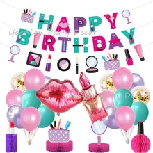 Globos de maquillaje para fiesta de cumpleaños, decoraciones para Spa, pancarta de cumpleaños, suministros para fiesta de Spa, salón de niña, Decoración de cumpleaños para Baby Shower