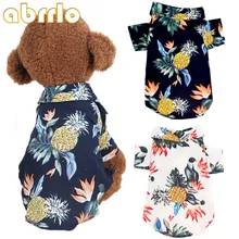Одежда для собак, летняя рубашка с принтом ананаса для маленьких собак, Пляжное дышащее пальто с короткими рукавами для французского бульдога, одежда для щенков