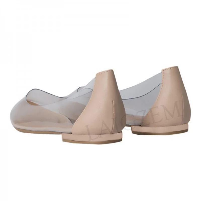 LAIGZEM/4 сезона; женская обувь на плоской подошве из ПВХ; прозрачная обувь на плоской подошве; повседневная обувь; женская обувь; zapatillas mujer; маленькие и большие размеры 34-47