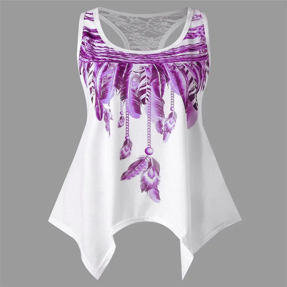 Summer Sexy Sleeveless Ruffle Loose Shirt Female Tops Tees Feather ...