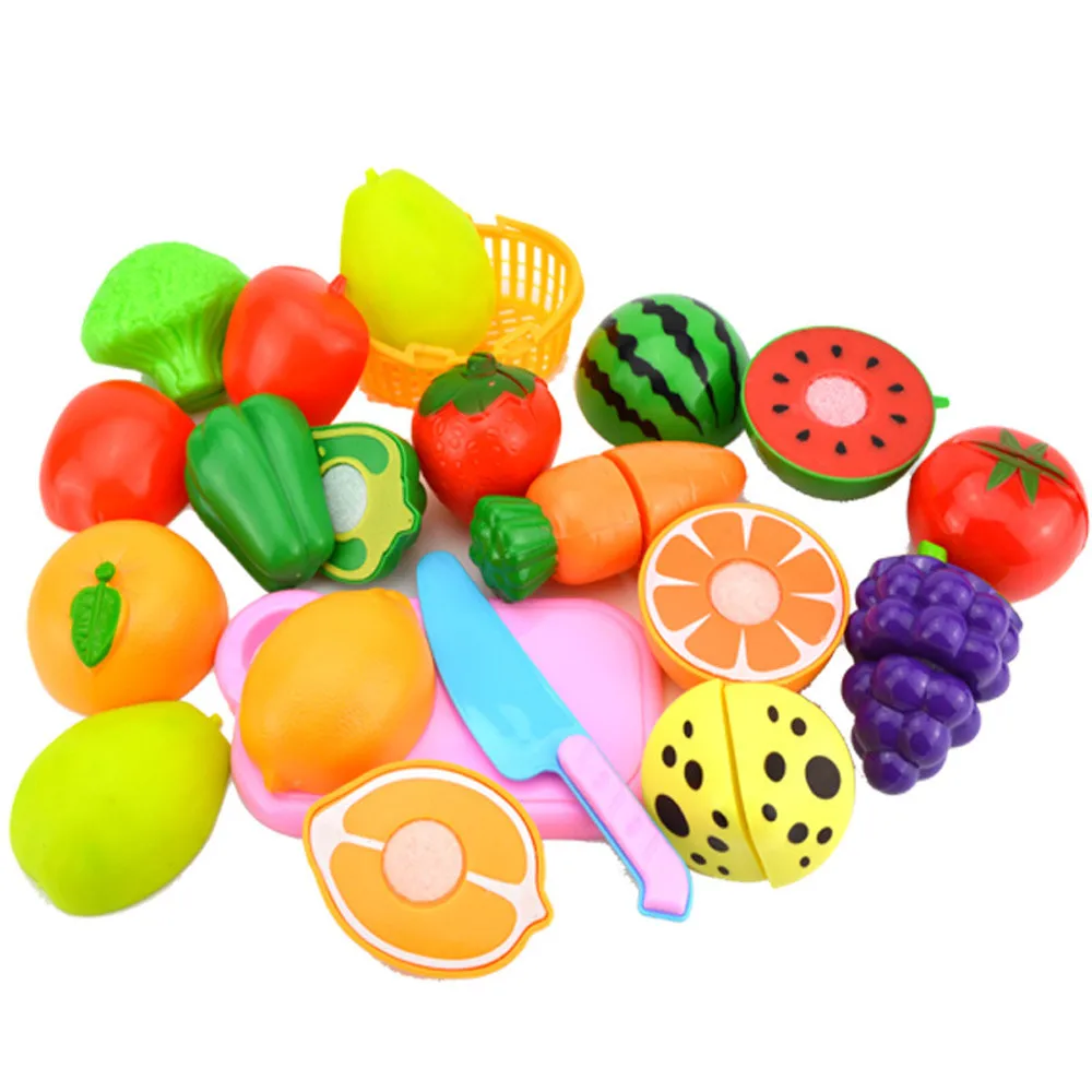 Ролевые игры пластиковая пищевая игрушка для резки фруктов растительная пища ролевые игры для детей игровой Домашний детский подарок на день рождения - Цвет: 15 PCS