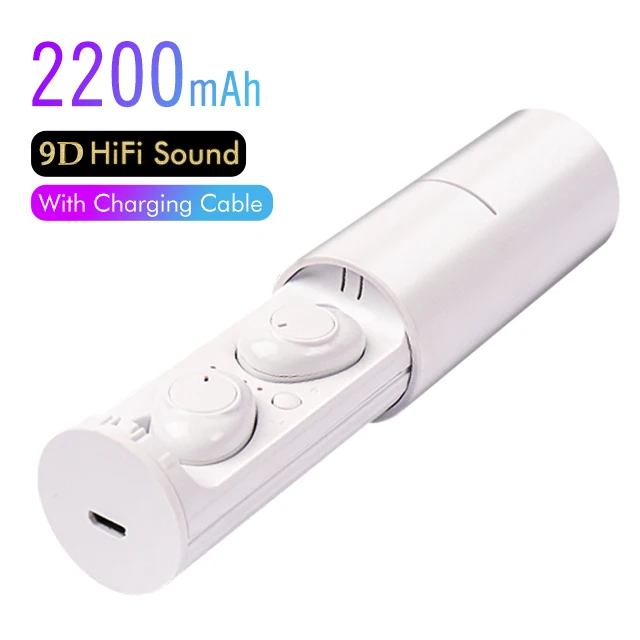 Wireless Earbuds Bluetooth Headset Bluetooth Headphones with 24Hrs Charging Case Sweatproof Earbuds Built-in Mic Stereo Earphone as shown