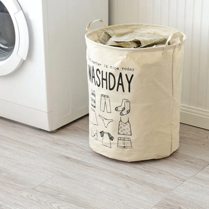 

Laundry Baskets Collapsible Waterproof Cotton Linen Foldable Laundry Hampers Household Organizer Baskets