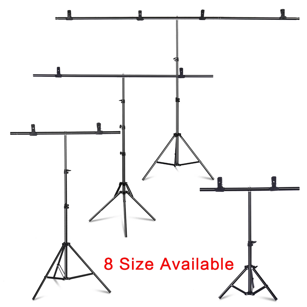  Photography T-shape Background Stand Adjustable Backdrop Frame Multiple Sizes Support System Kit Fo