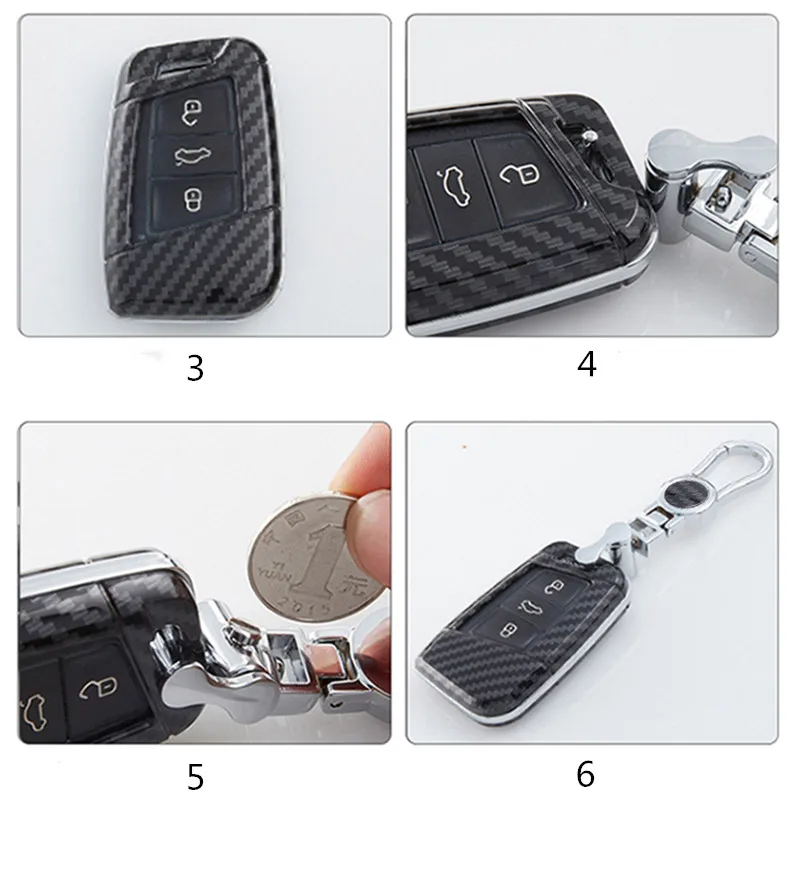 Чехол для ключей из углеродного волокна для Volkswagen VW Golf 7 MK7 Tiguan для Skoda Octavia A7 RS для Seat Leon Ibiza