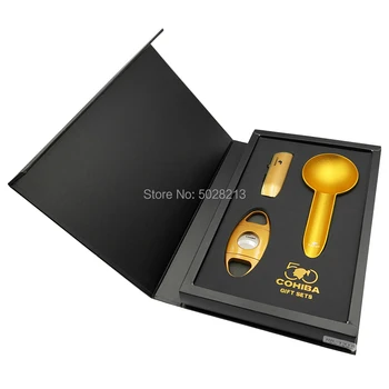 

Cohiba Luxury 50th Anniversary Limited Edition Golden Super Sharp Cutter Cigar Windproof Lighter Ashtray For Office Gift Set