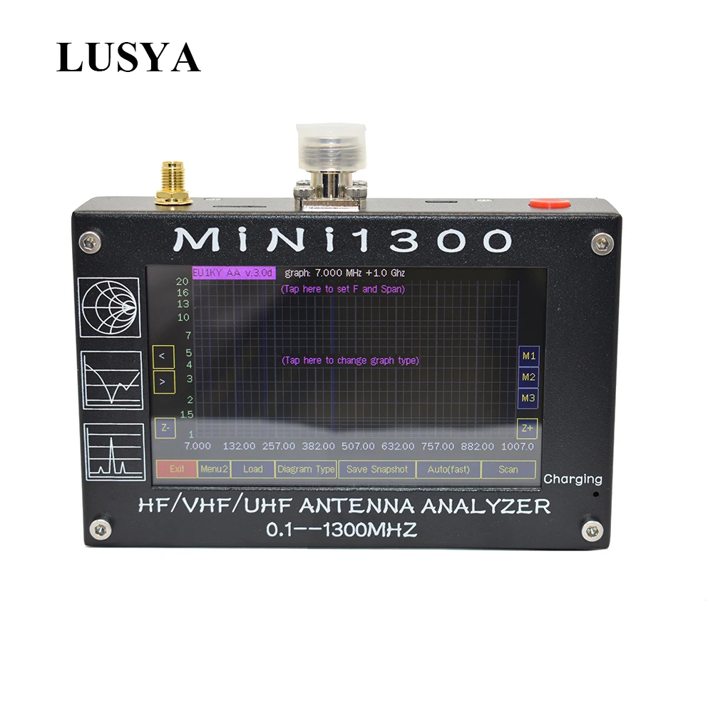 Lusya Mini1300 0 1 1300 МГц HF VHF UHF муравей SWR антенный анализатор 4 3 дюймов TFT Экран