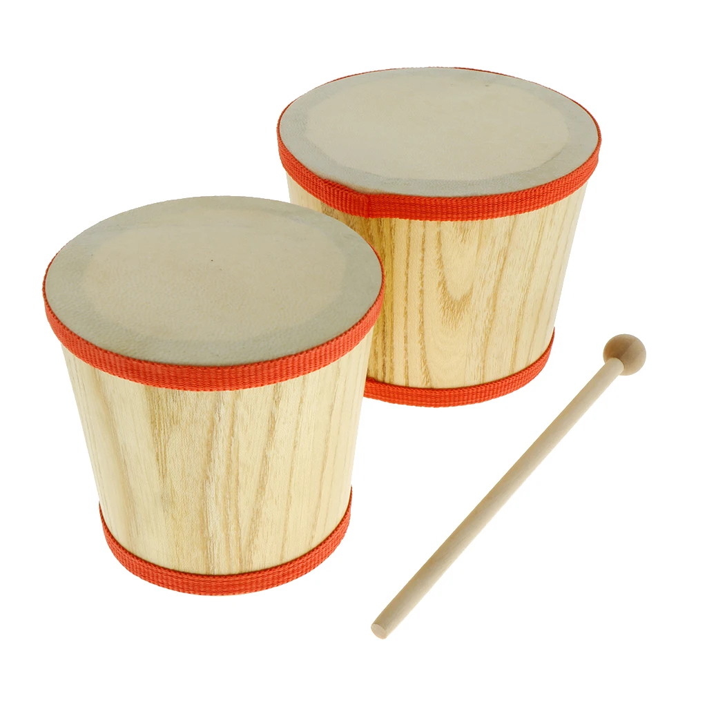 1 комплект деревянный Бонго барабан 4 дюймов+ 5 дюймов двойной барабан для детская перкуссия игрушка