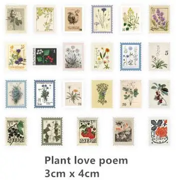 Plant Love Poem 46 шт./упак. музея серии журнал декоративные Стикеры s Скрапбукинг ярлыком дневник канцелярские принадлежности для альбома Ретро штамп наклейка с изображением растений - Цвет: Plant Love Poem