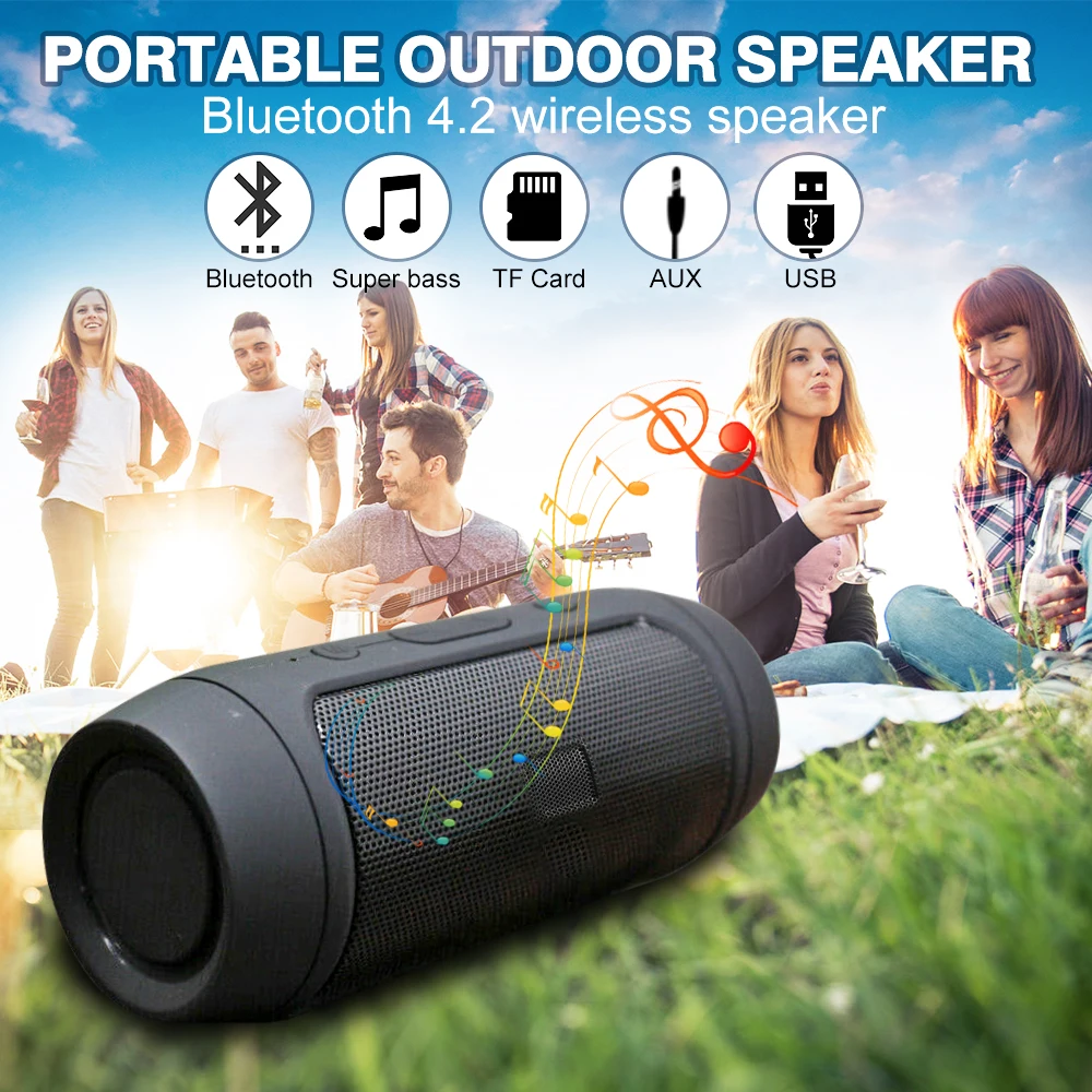 Altavoz portátil resistente al agua, minialtavoz de graves con Bluetooth para música, Subwoofer, inalámbrico para exteriores, compatible con Radio TF FM Aux
