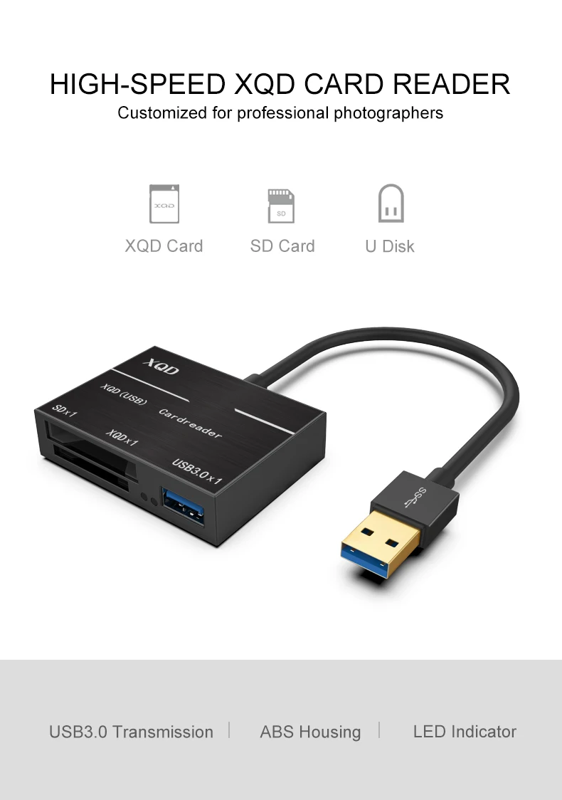 Asunflower XQD/SD Carfds высокоскоростной кардридер usb-хаб для SD XQD слот для карт с USB 3,0 порт портативный несколько XQD SD адаптер