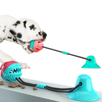 

Dog Molar Bite Toy Multifunction Pet Chew Toys with Suction Cup Doggy Pull Ball for Dogs Cats Cleaning Tooth Food Dispenser