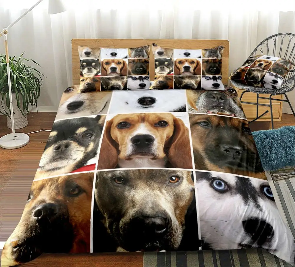 3 шт. постельные принадлежности с собакой набор коллаж собаки пододеяльник набор животных кровать набор одеяло для собак чехол Прекрасный домашний текстиль 3D собаки Прямая поставка - Цвет: Многоцветный
