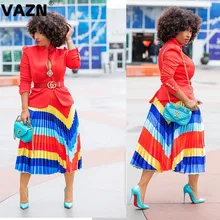 VAZN уличная одежда, стильная драпированная Новинка,, сексуальные женские юбки в полоску из шифона, Женская плиссированная юбка