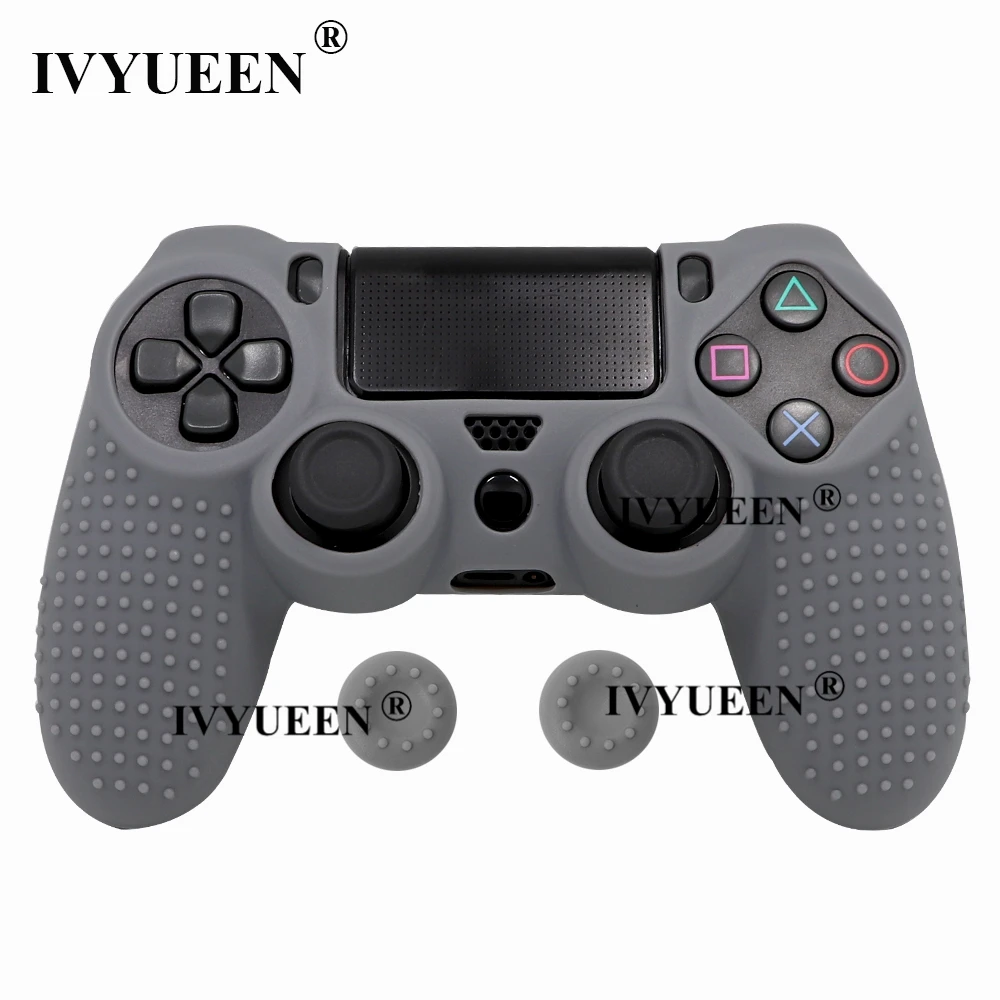 IVYUEEN 25 цветов Противоскользящий силиконовый чехол для sony playstation Dualshock 4 PS4 DS4 Pro тонкий контроллер и ручка - Цвет: Серый