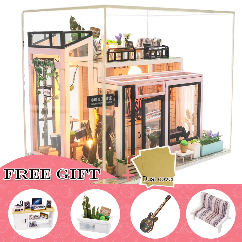 M903-C CUTEBEE DIY деревянный кукольный домик кукольные домики Миниатюрный Кукольный дом мебель набор Каса Музыка Led игрушки для детей подарок на день рождения M903 - Цвет: M903-C