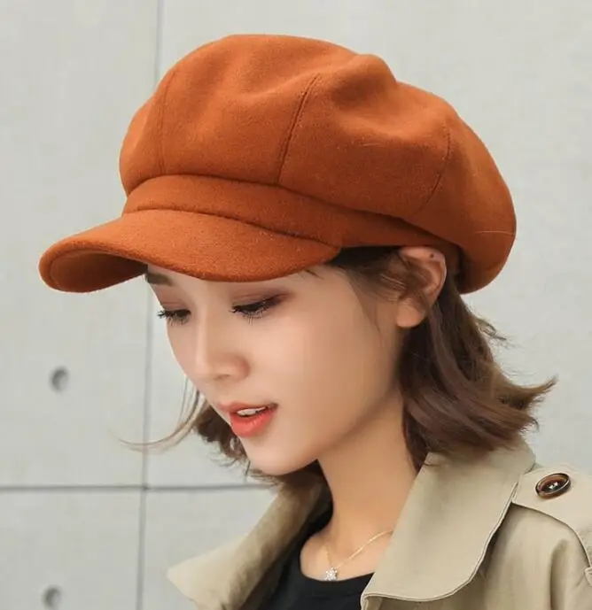 Fashion Autumn Winter Casual Cotton Girls Newsboy Hat Octagonal hat Girls Artist Painter Hat Beret Caps - Цвет: 001