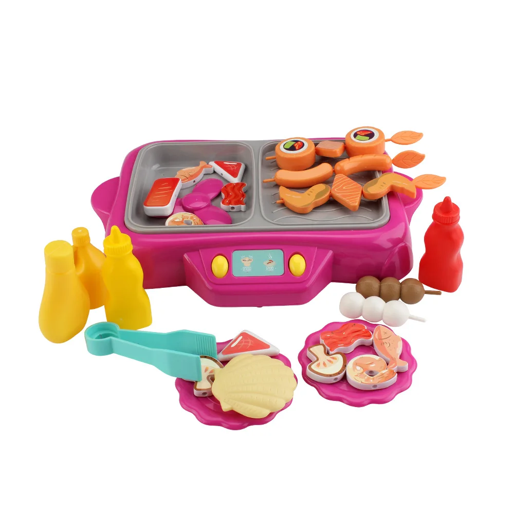 Qc7b Electric Model Rotating Hot Pot with Ring+ Barbecue Grills out Fog Feature Kitchen Play House Toys