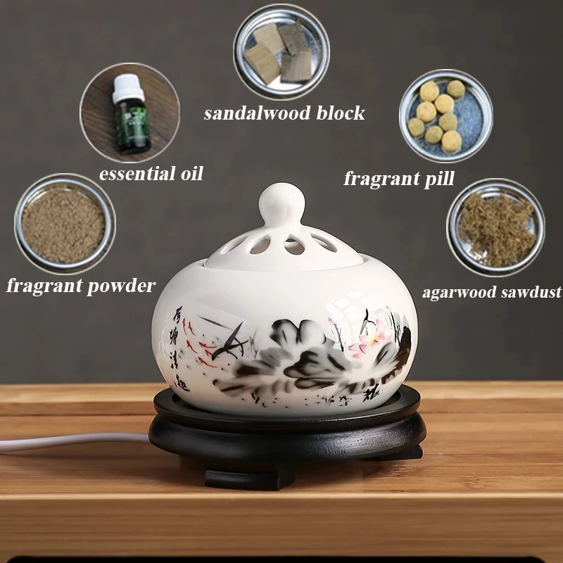 220v Electric Essential Oil Burner Sandalwood/powder Aroma Diffuser For