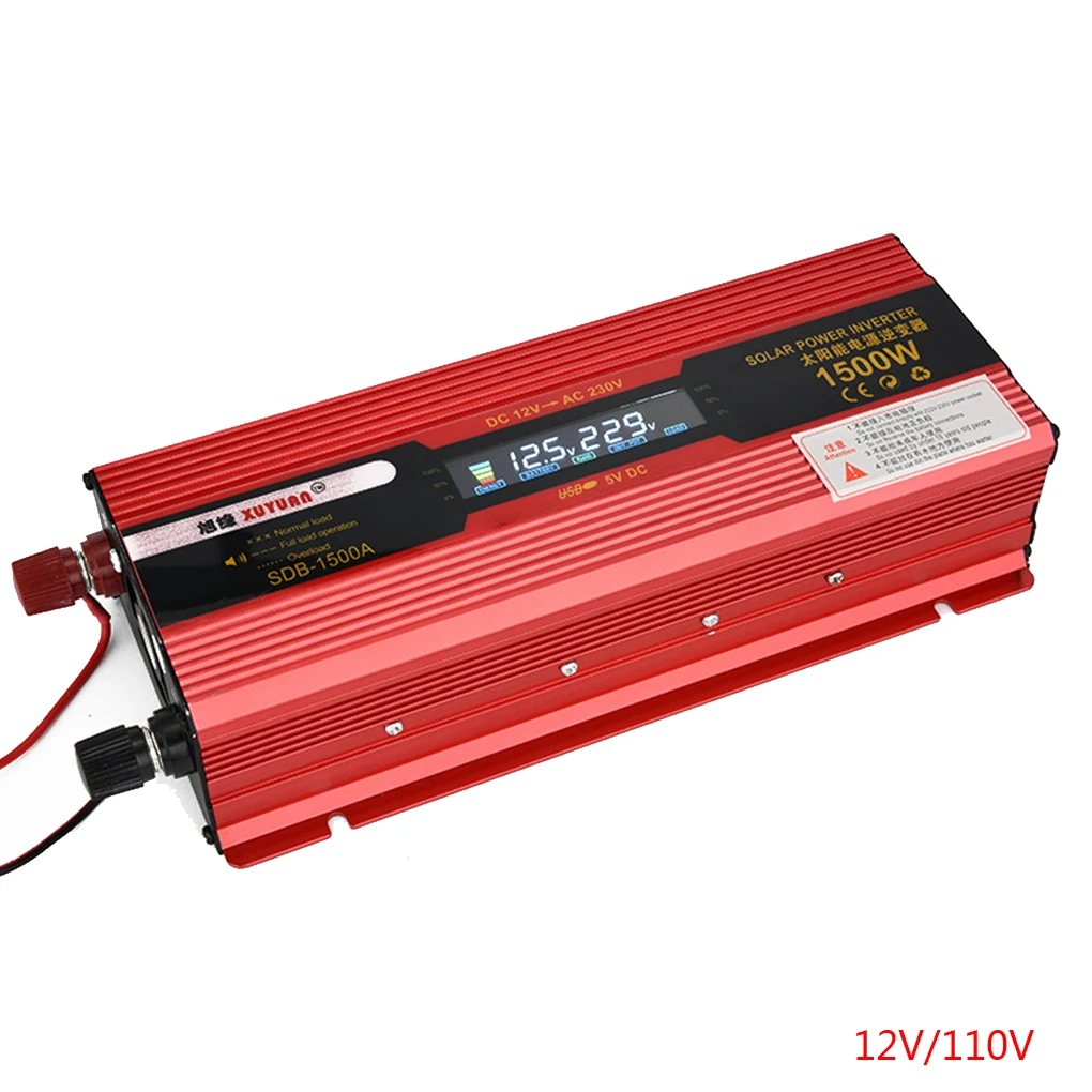 XUYUAN 1500W DC 12 V/24 V к AC 220 V/110 V Светодиодный дисплей солнечной энергии инвертор системы