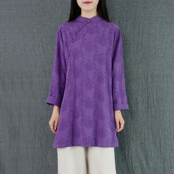 

2020 chinese clothes tops traditional style cheongsam tops qipao short jacquard cotton tang costume vetement shirt