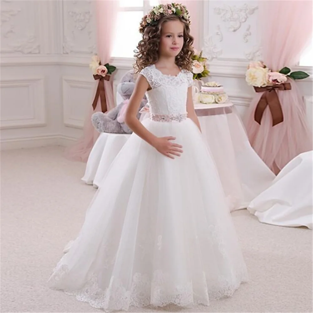 sleeveless lace flower girl dresses