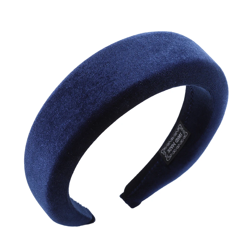Однотонная повязка на голову в стиле ретро, утолщенная губчатая повязка для волос, Женский обруч для волос в стиле 90, ободок для девочек, осенне-зимние аксессуары для волос - Цвет: Blue2