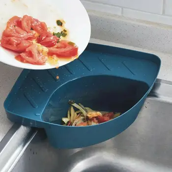 

Kitchen Triangular Sink Strainer Drain Vegetable Fruit Drainer Basket Suction Cup Sponge Rack Storage ToolSink Filter Shelf
