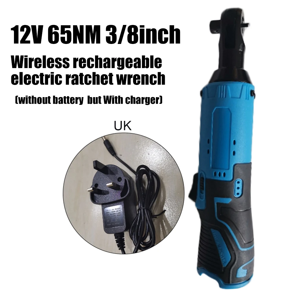 

12V 3/8 inch 65Nm Blue Electric Cordless Right Ratchet Angle Wrench Tool 230rpm US plug/EU plug/UK plug without battery