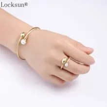 Locksun Модный Ювелирный Набор из нержавеющей стали, 585, розовое золото, тонкий браслет без застежки, набор колец для женщин, для свадьбы, прекрасный подарок