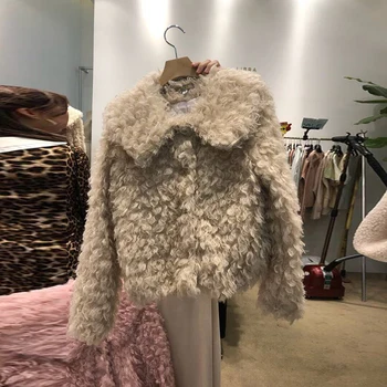 

NiceMix Lamb Wool Jacket Female Lapel New Korean Syle Jackets Girl Student Autumn Winter Short Jackets Casaco Feminino