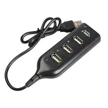 

4 Port Splitter USB 2.0 High Speed Black Mini Hub Socket Adapter for Laptop PC