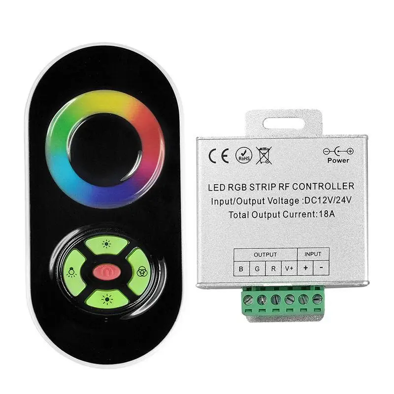 

DC 12v 24v RF Led Dimmer Controller Touch Panel Remote Wireless Control Single Solor Led Strip Light Output 10A Max 240W