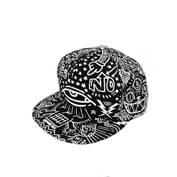 

Unisex Men Women Hip Hop Caps Snapback Hat Black Cap Print