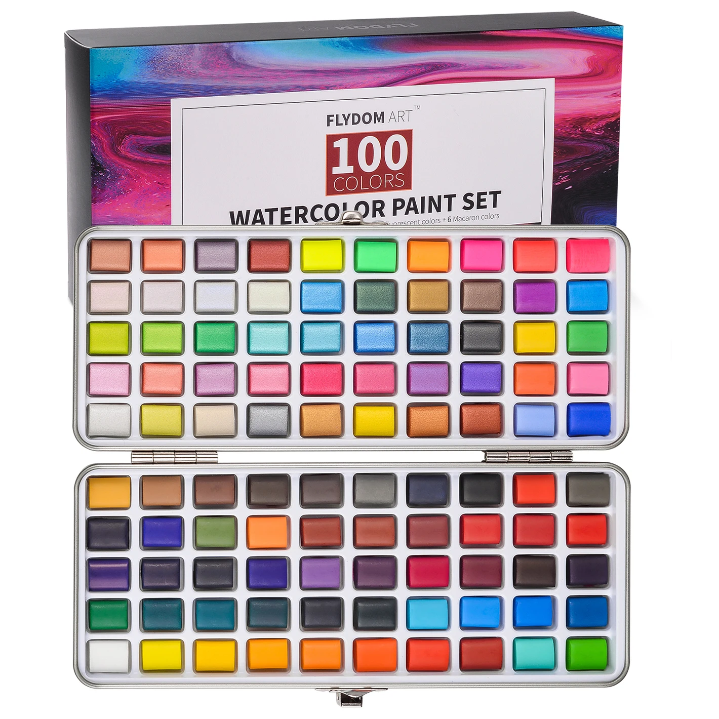 Nicpro 50 Colors Watercolor Paint Set, Metallic & Fluorescent Color, S