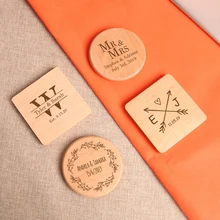 50x пользовательские Выгравированные свадебные деревянные подстаканники Bomboniere Персонализированные Свадебные вечерние квадратные/круглые деревенские деревянные подставки для напитков