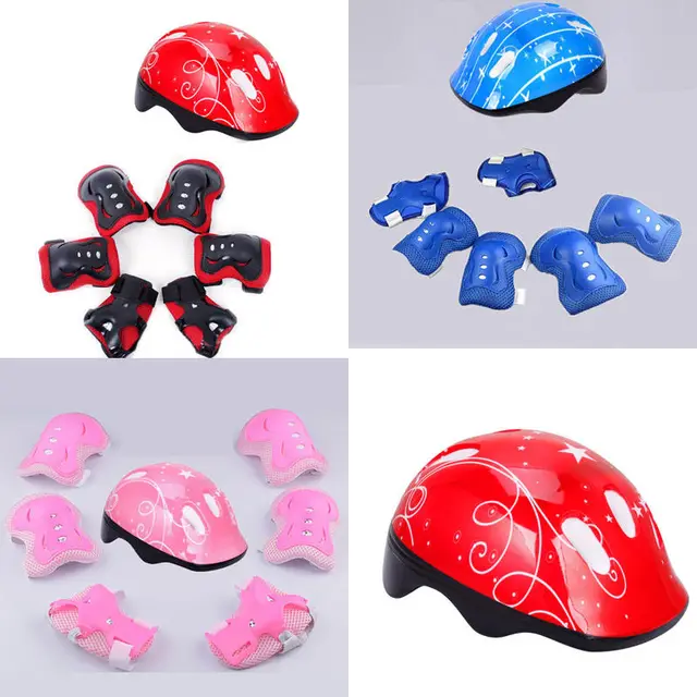 7 Pcs Skating Protective Gear Set Knee Wrist Guard Elbow pads Bicycle Skateboard Ice Skating Roller Knee Protector Guard For Kid 2