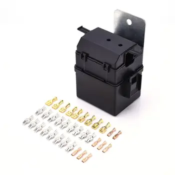 

12V 8-Way Auto Fuse Box Set Car Fuse Box Set With 2 Relay Blade Fuse Blocks Kits DC Insurance Seat With Terminals Block Kit