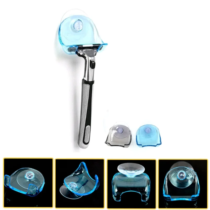 Присоска бритва прозрачная синяя пластиковая супер стойка аксессуары для ванной