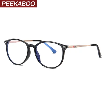 

Peekaboo tr90 anti blue light glasses for women half metal tablet computer eye glasses for men retro eye protection prescription