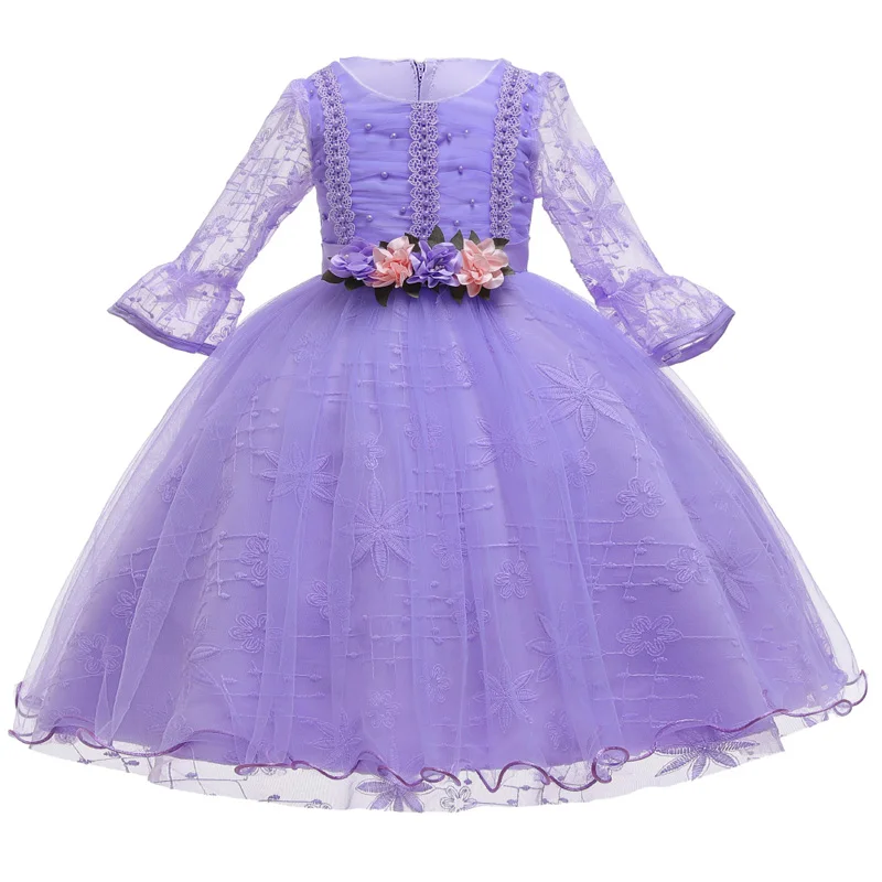 Vestido infantil/зимнее детское платье; платье принцессы с жемчужинами для девочек; свадебное платье с цветочным узором для девочек; Детские платья для девочек; праздничное платье