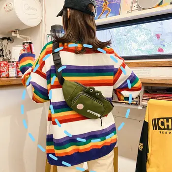 

Women Fanny Pack Shark Purse One Shoulder Waist Pack Chest Bag Hip Bag Punk Sport /BY