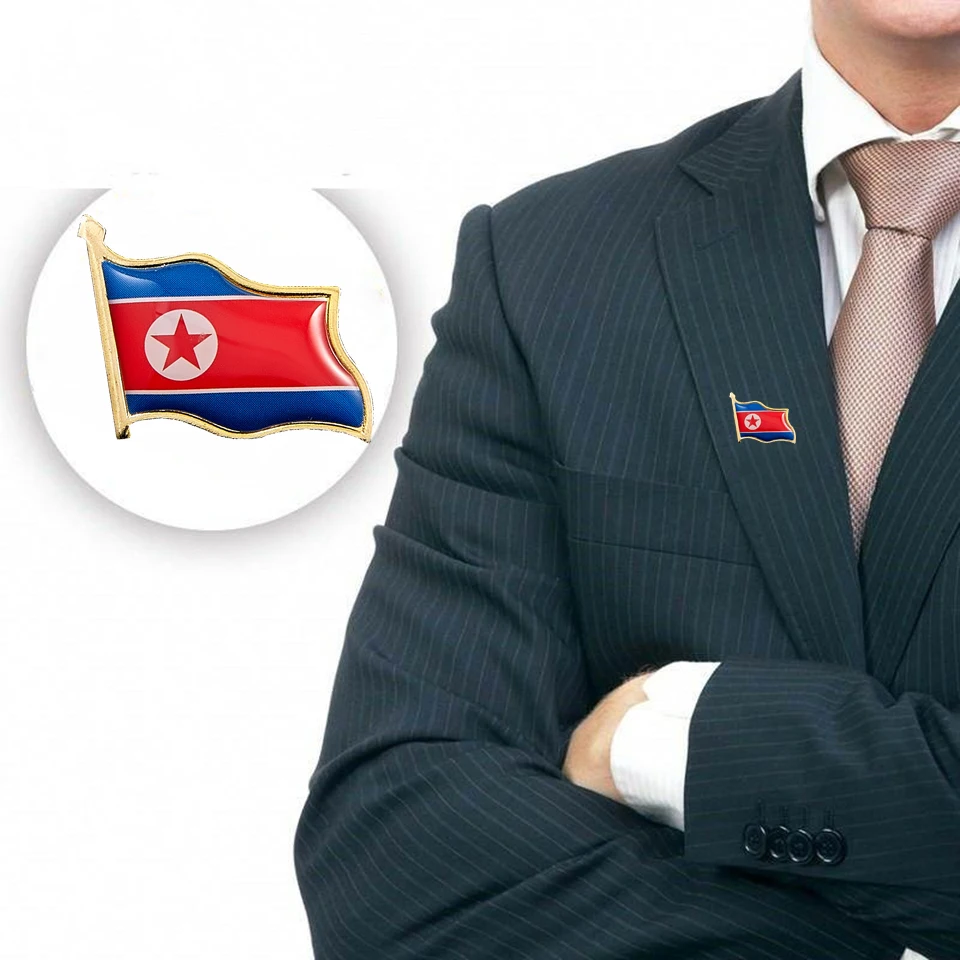 North Korea Lapel Pin Badge With White Star 0.75