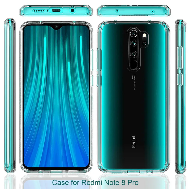 Для Xiaomi Redmi Note 8 Pro Чехол 6,53 ''Кристальный Гибридный Бампер прозрачная твердая акриловая задняя крышка для Redmi Note8 Pro 8Pro чехол для телефона s
