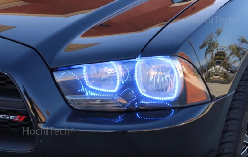 for Dodge Charger SXT Plus 2011 2012 2013 RGB Multi Color LED Angel Eyes Halo Rings Kit