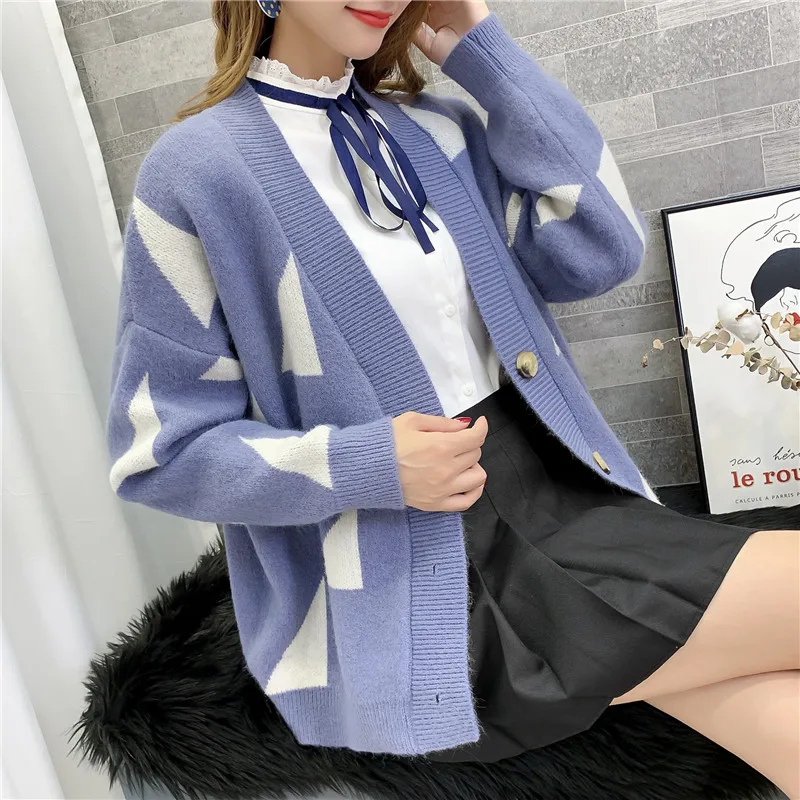 OHCLOTHING, 9289 реальное фото, свободный свитер с бриллиантовым блоком, кардиган, пальто, 45- 1-й этаж, 11 рядов, 1 полка - Цвет: see chart