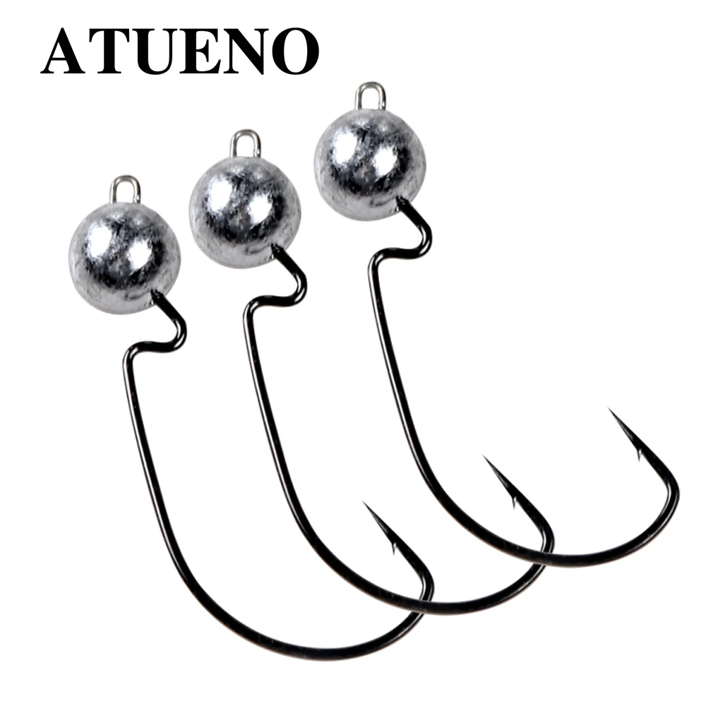 ATUENO10pcsJigHead35g5g7g10gWeightedHooksforBassFishing